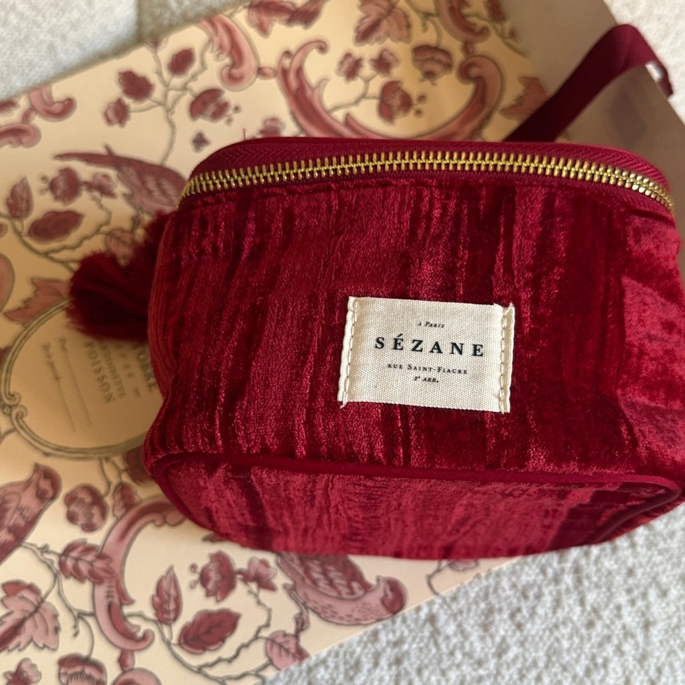 Sezane Red Velvet Vanity Bag